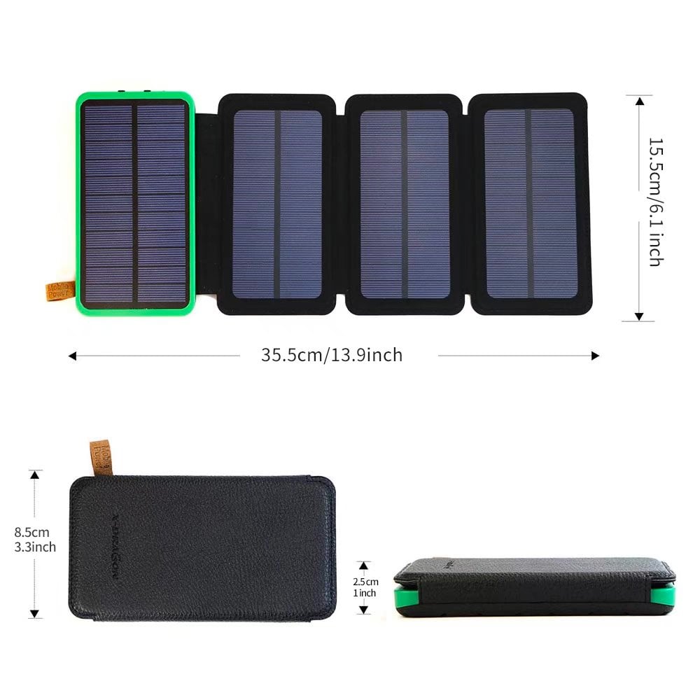 4-Fold Solar Dual-USB Charger 10,000mAH and LED Light Stealth Angel Survival