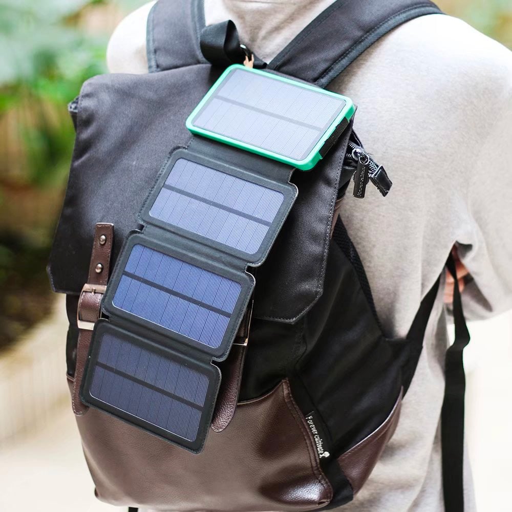 4-Fold Solar Dual-USB Charger 10,000mAH and LED Light Stealth Angel Survival