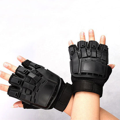 Fighting Mechanical Hard Shell Protective Gloves Outdoor Half Finger Tactical Gloves