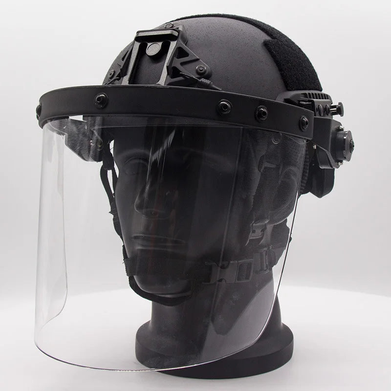 Hikepros Tactical Helmet Transparent Mask FAST/MICH NIJ level IV Combat Helmet Mask /High-Strength Protective mask