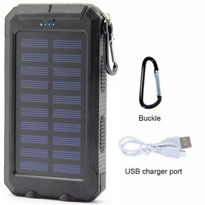 10,000mAH Solar-USB Dual Charger Waterproof Shockproof with LED Light