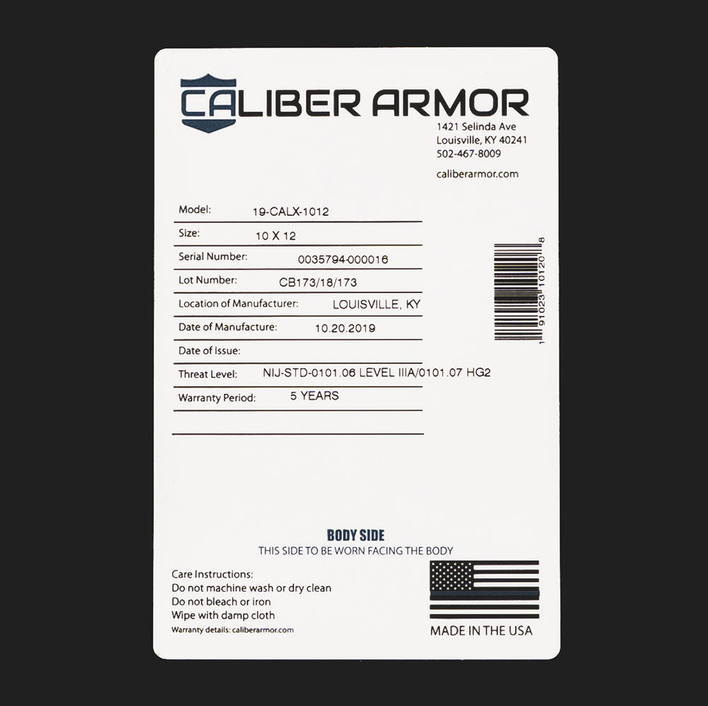 CaliberX Level IIIA Soft Body Armor Bulletproof Panel