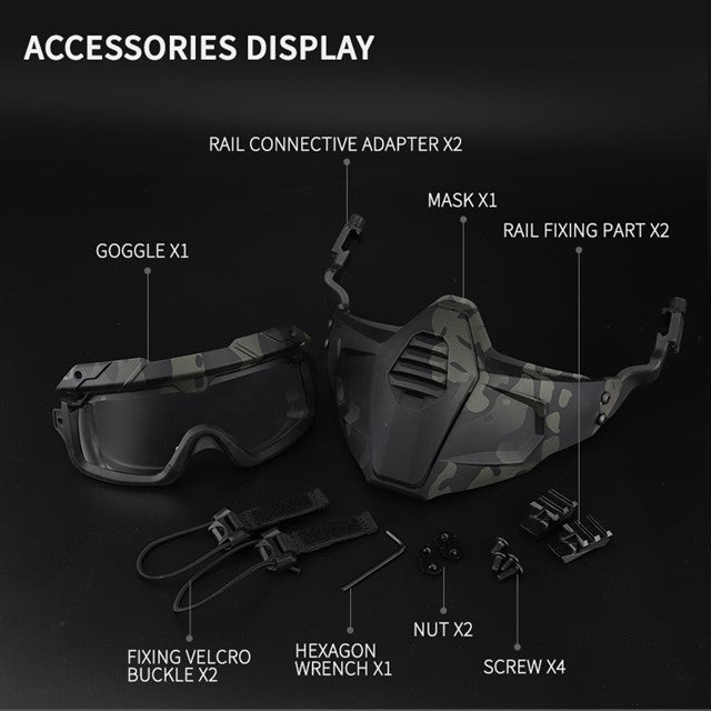 Tactical Multidimentional Split Type Mask And Goggles