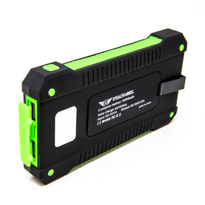 10,000mAH Waterproof / Shockproof Solar Dual-USB Charger and LED Light Stealth Angel Survival