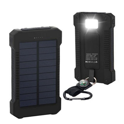 10,000mAH Waterproof / Shockproof Solar Dual-USB Charger and LED Light Stealth Angel Survival