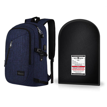 Travel Backpack + Level IIIA Bulletproof Armor Plate Package