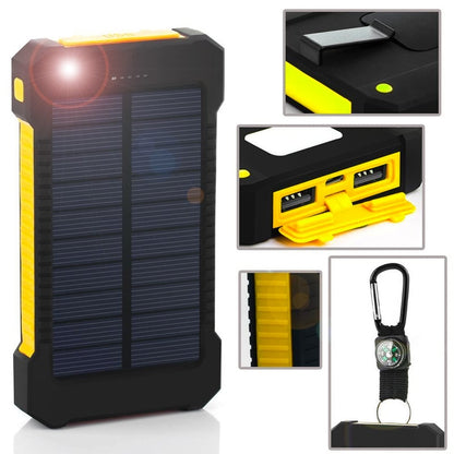 10,000mAH Waterproof / Shockproof Solar Dual-USB Charger and LED Light Stealth Angel Survival