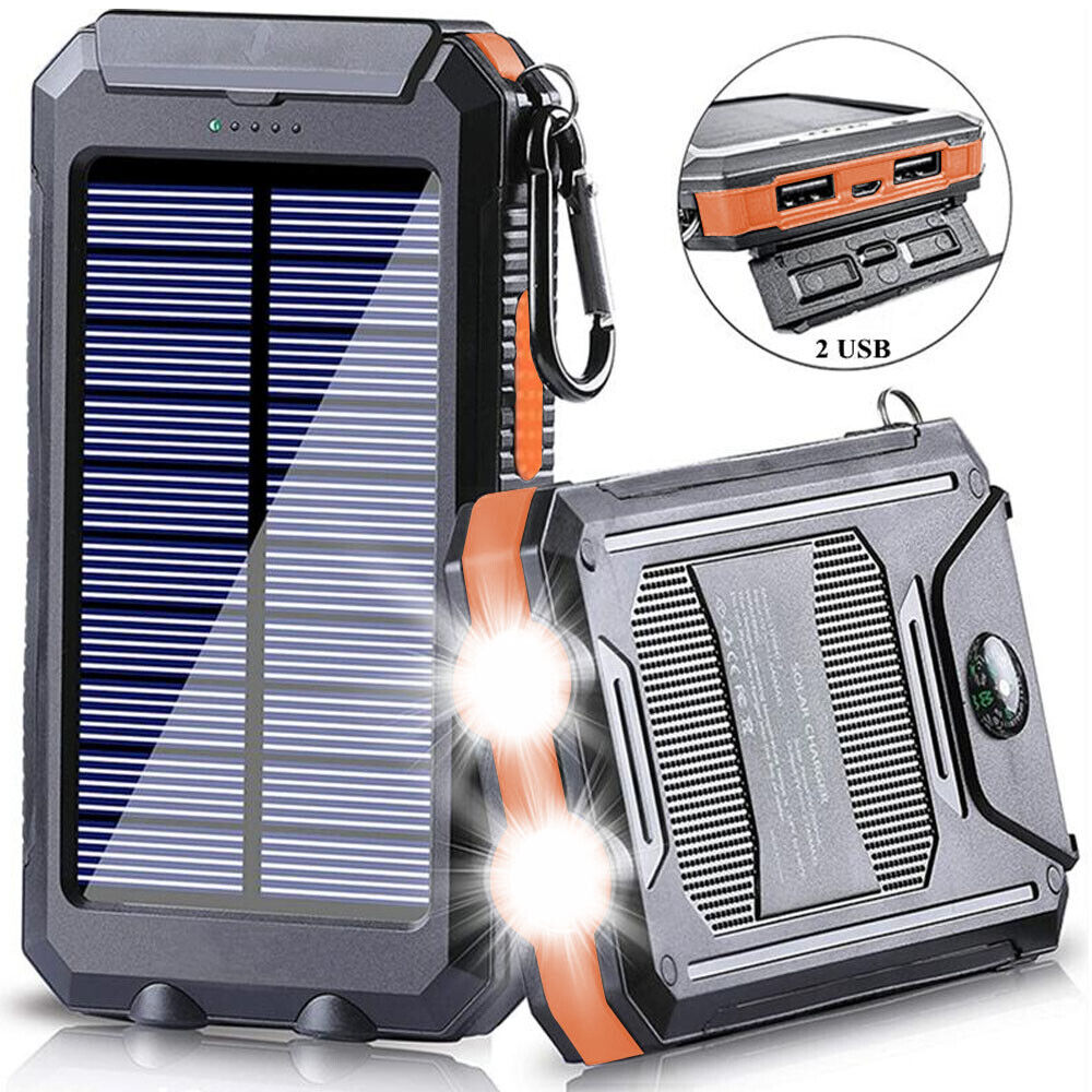 10,000mAH Solar-USB Dual Charger Waterproof Shockproof with LED Light