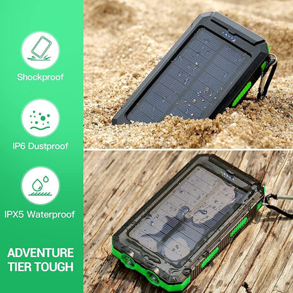 20,000mAh Solar / USB Dual Charger Power Bank with Twin Flashlight